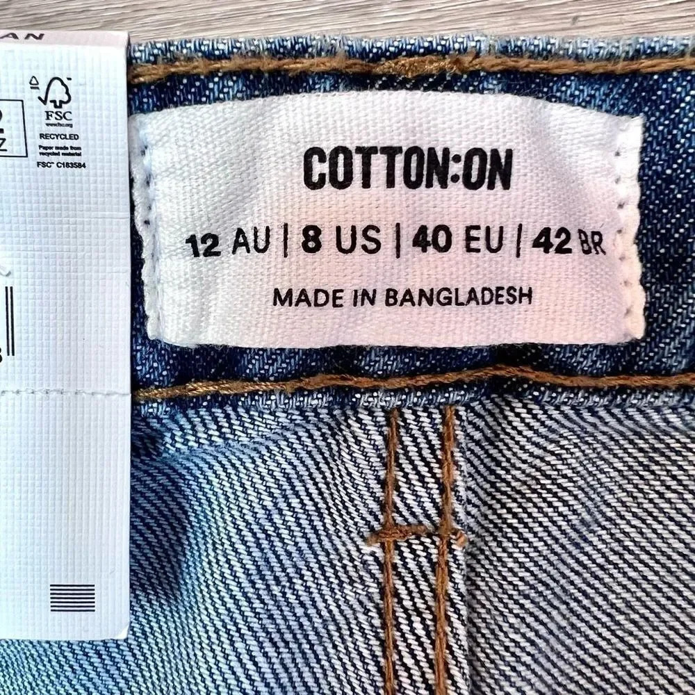 Cotton:On Women's Blue Five Pocket Design Denim Long Straight Jeans NWT - Picture 6 of 9